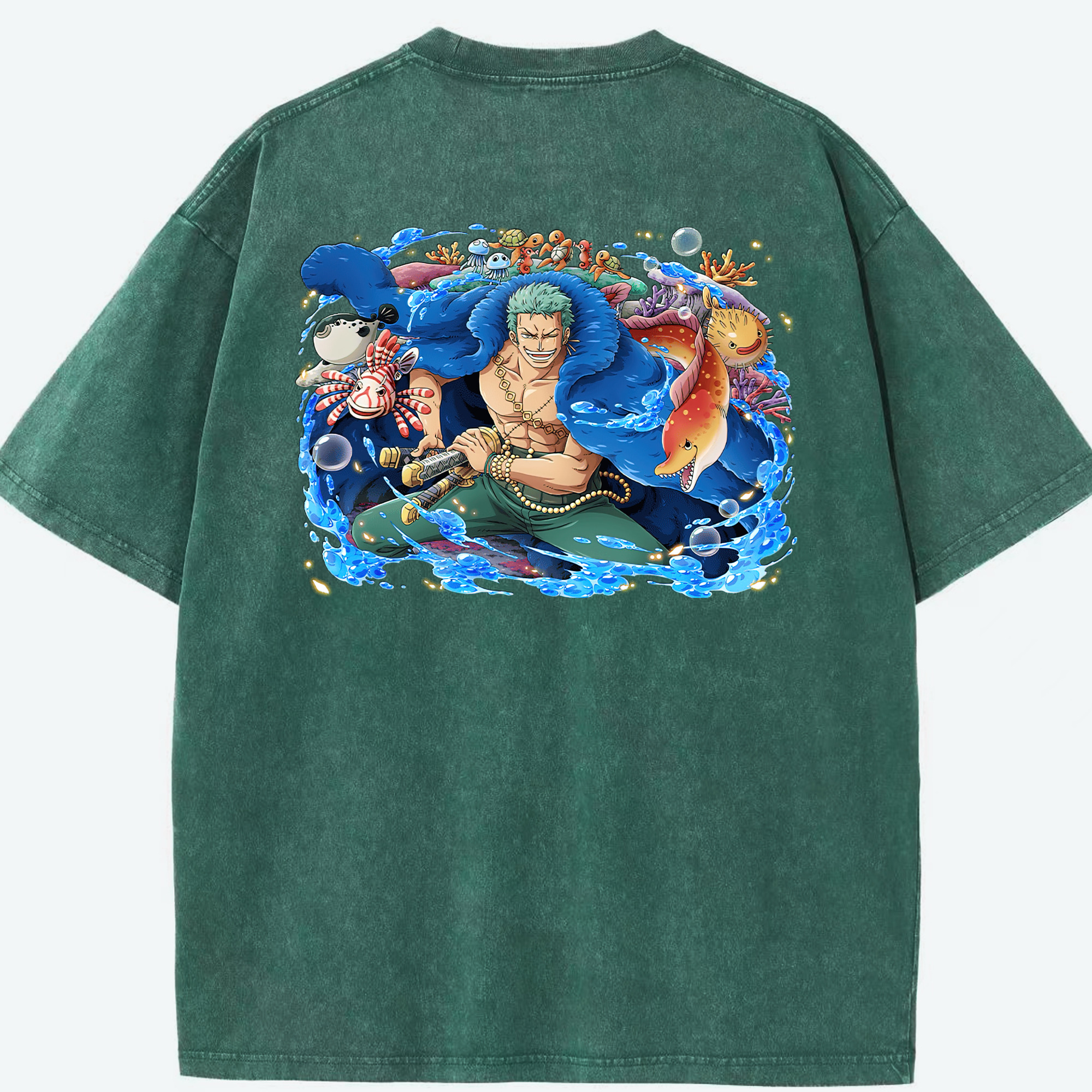 ワンピース ロロノア・ゾロ ONE PIECE Roronoa Zoro 綿100% ヴィンテージ風 半袖Tシャツ（背面プリント）
